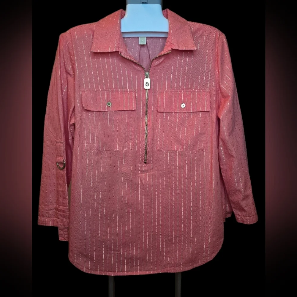 Michael Kors Melon Blouse‎ with Gold Metallic Details